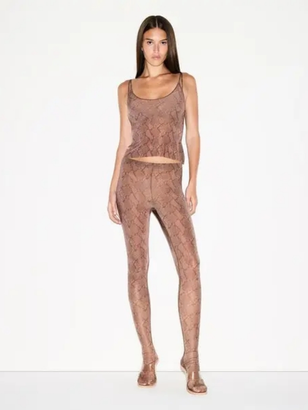 NWT SKIMS Milky Sheer Footed Tights Jasper Snake Print XXS Leggings Only Not Top